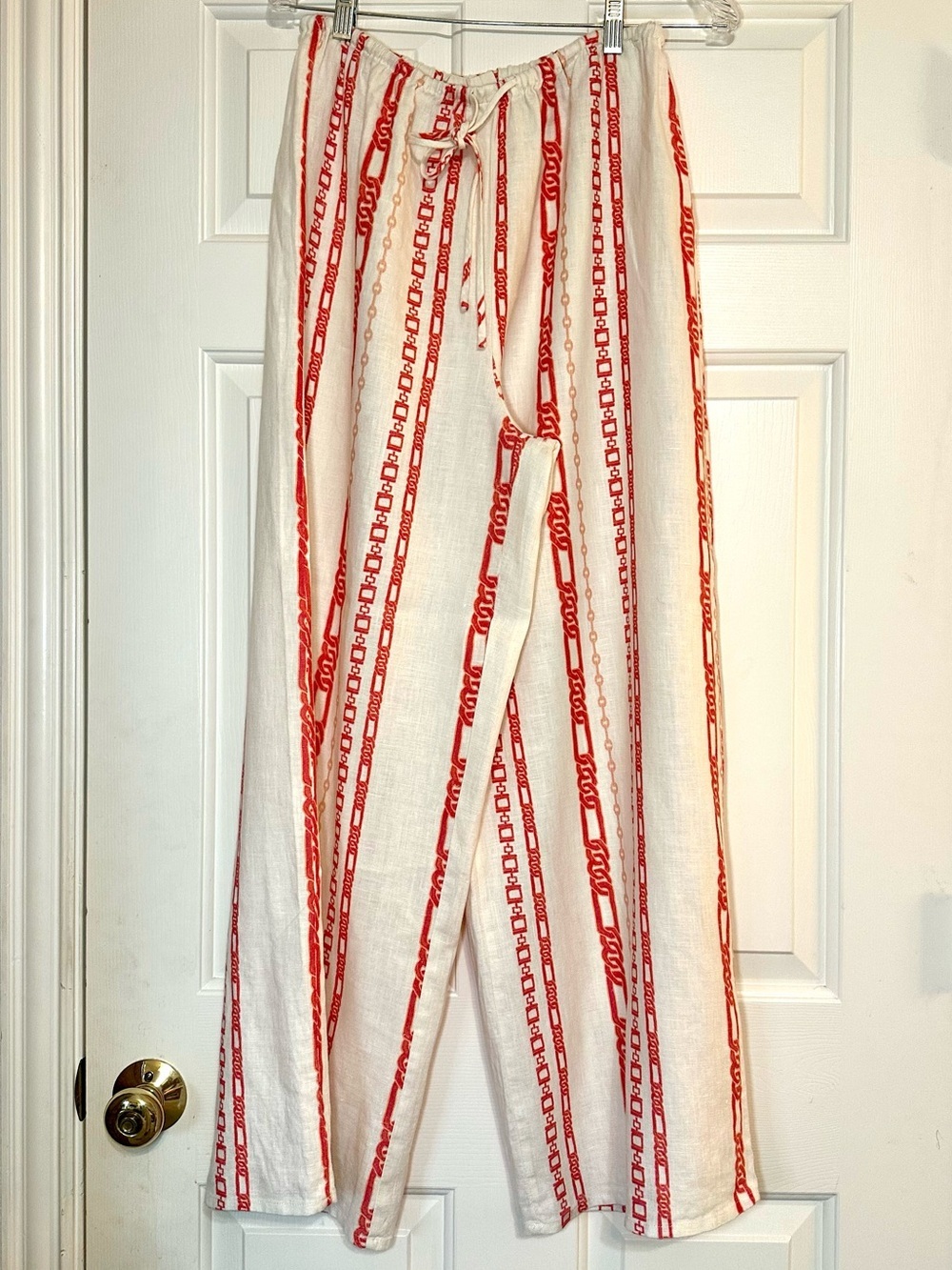 VRG GRL Raya 100% Linen Wide Leg Drawstring Pants Small Coastal Resort - Picture 2 of 14